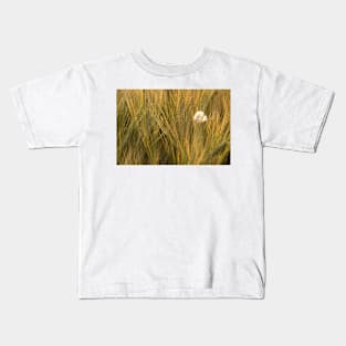 A feather amongst the summer barley in a Norfolk field, UK Kids T-Shirt